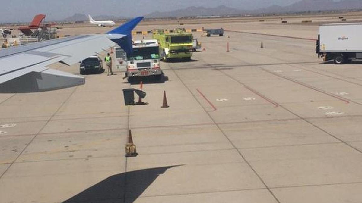 Firetrucks, law enforcement vehicles and maintenance crews were waiting on the tarmac when the Allegiant air flight from Pasco landed in Arizona on Thursday.