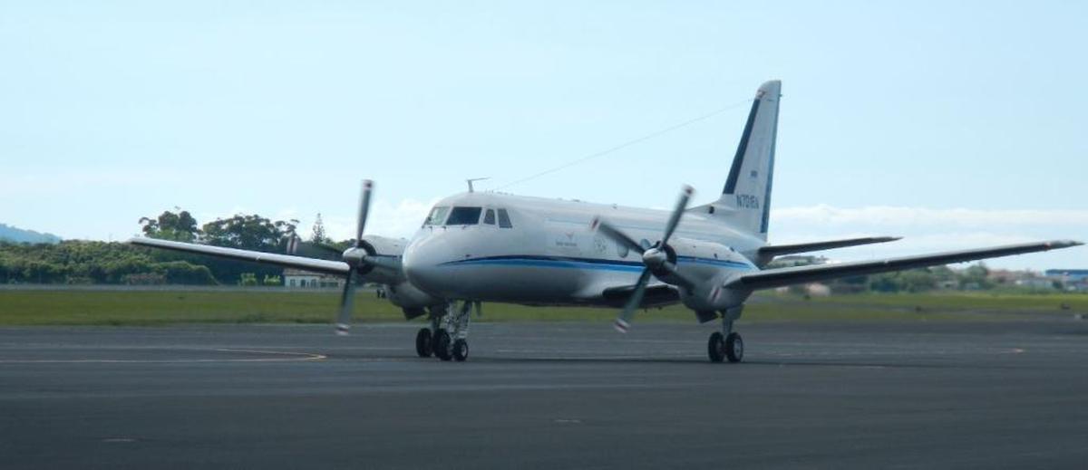 The G-1 arrives in the Azores of Portugal to collect atmospheric information for a research campaign.
