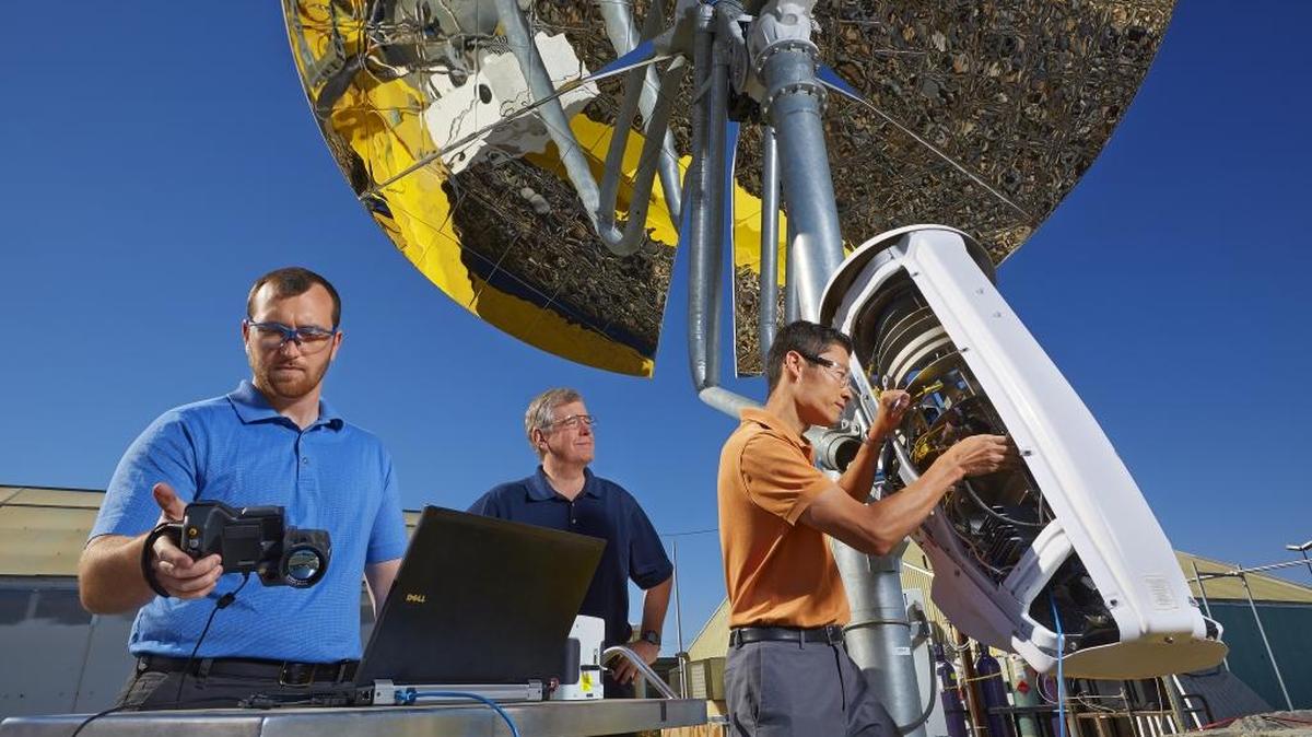 PNNL’s Solar Thermochemical Advanced Reactor System uses concentrated solar power to convert natural gas into more valuable fuels, including hydrogen for fuel cell cars.