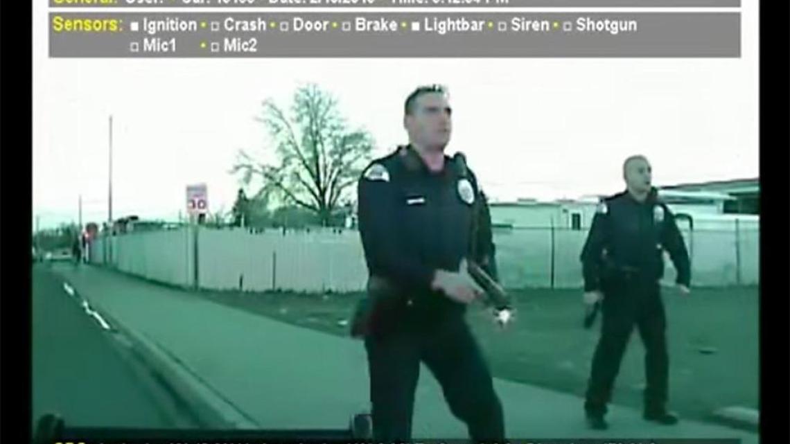 Still frame from Pasco Police Department dashcam video of the fatal shooting of Antonio Zambrano-Montes in February 2015.