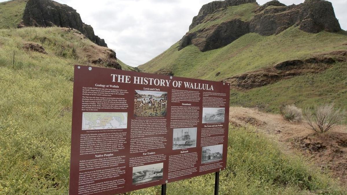 This new historic landmark sign on Highway 730 just south of Wallula Junction is to be dedicated on April 30 by the Walla Walla 2020 organization.