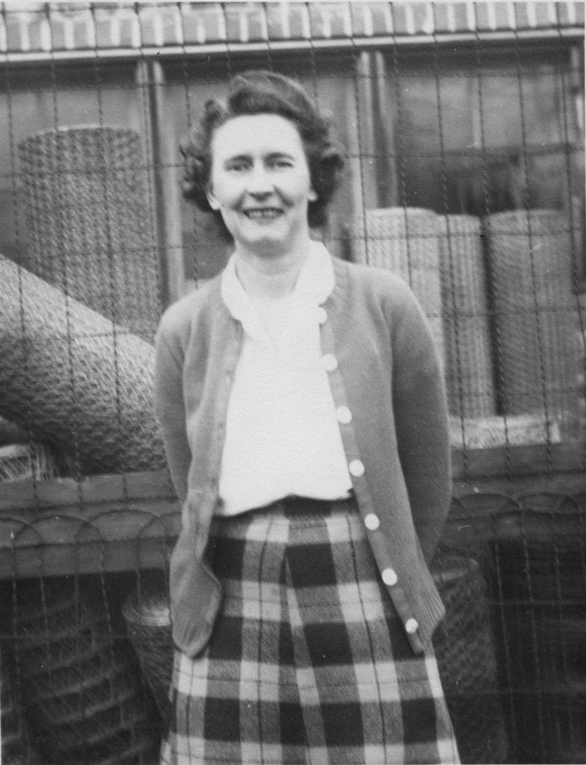 Esther Boyd in front of her hardware store in the 1940s.
