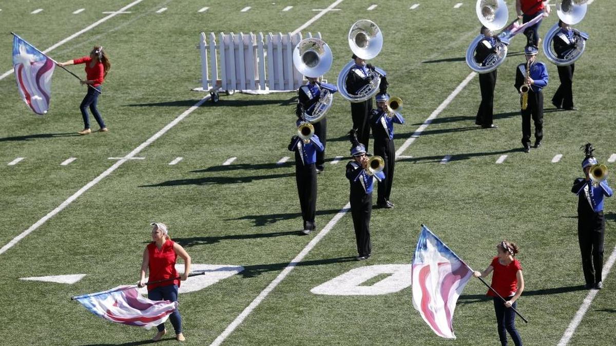 Chiawana High School's marching band performs Saturday during the 35th annual Cavalcade of Bands at Edgar Brown Memorial Stadium in Pasco. See a video at www.tricityherald.com/video