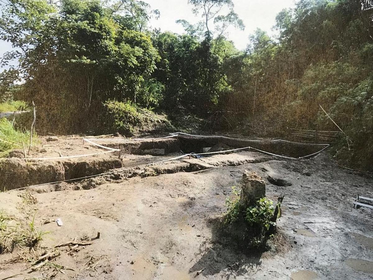 A partially completed excavation site where Major San D. Francisco may have been buried after his plane in the Quang Binh province of the former North Vietnam is shown.