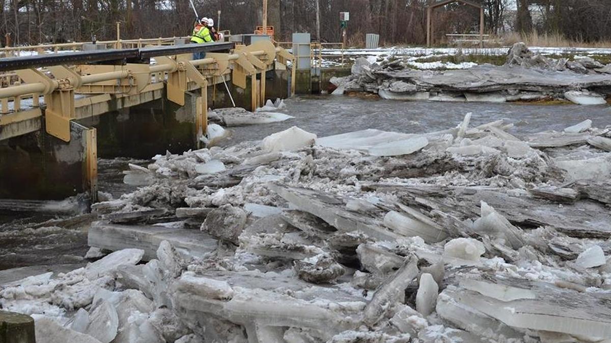 Army Corps workers broke up this ice jam on the Mill Creek project near Walla Walla late this week as temperatures started to warm.