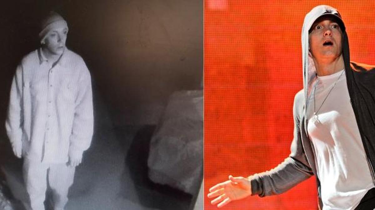 The man on the left is someone Kennewick police want to talk to. The man on the right is Eminem. Note the differences — and the lack thereof.