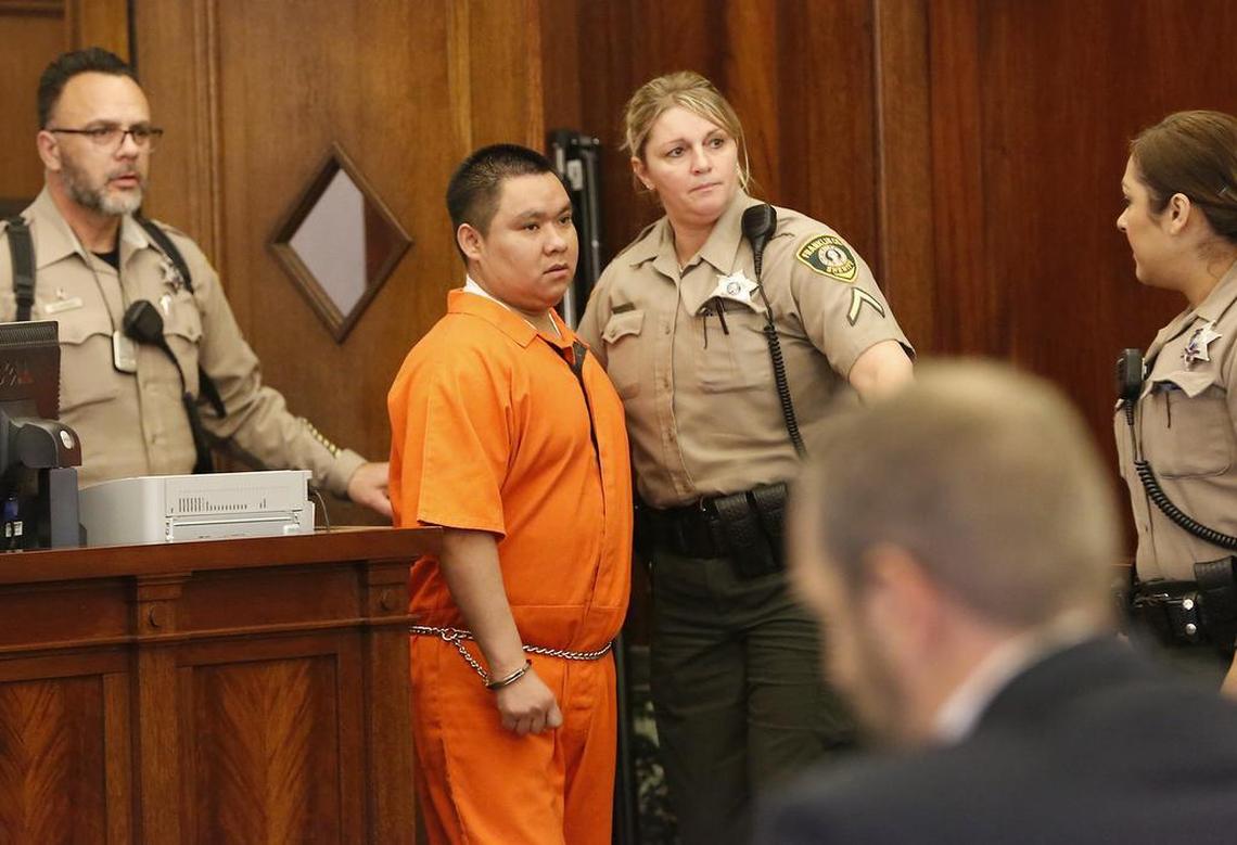 Prudencio Juan Fragos-Ramirez enters a Franklin County Superior courtroom in 2016 for sentencing in the murders of his 18-year-old girlfriend and her toddler son.