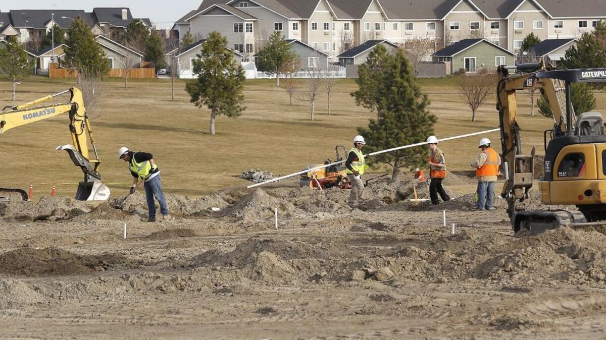 Work on the underground irrigation system for a new community heritage garden takes place Monday morning in Hansen Park at 602 S. Columbia Center Boulevard in west Kennewick. The $700,000 improvement project by the city of Kennewick will be matched at 50% by a grant through State of Washington Recreation Conservation Office, according to city officials. Improvements to the existing 25-acre city park include two picnic shelters, 4,210 linear feet of asphalt pathway, a new parking lot, water lines, sewer service, a community vegetable garden and a community heritage garden. Estimated completion is the end of July.
