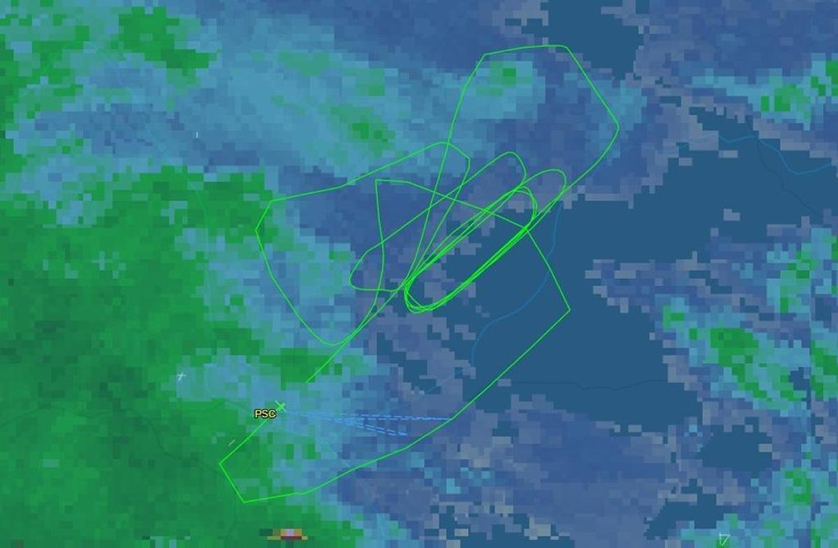 Here’s the flight path taken by the Delta Connection Bombardier operated by SkyWest Airlines before it made an emergency landing Friday at the Tri-Cities Airport. The plane was circling to burn off fuel in case there was a problem with the landing gear. It landed safely at 12:30 p.m.