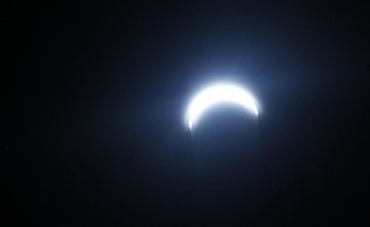 The moon covers about 95 percent of the sun during Monday’s solar eclipse in the Tri-Cities.