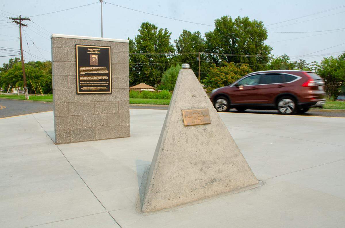 The Cpl. Gerald Carmichael Memorial, located at the square at Vineyard Drive and Garfield Street, has been recently refurbished.