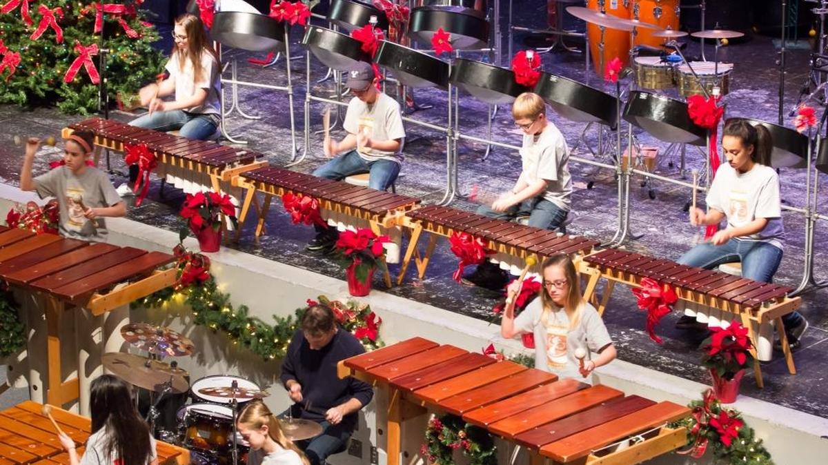 The marimba band ‘Baduku performs during a previous Tri-Cities Steel Band Association holiday concert.