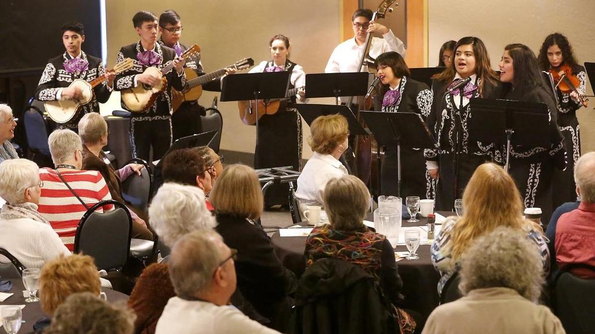 The Pasco High School Mariachi Ensemble perform Monday at a lunch meeting for the Benton Franklin School Retirees Association. About 90 retired educators attended the lunch at CG Public House and Catering in Kennewick.