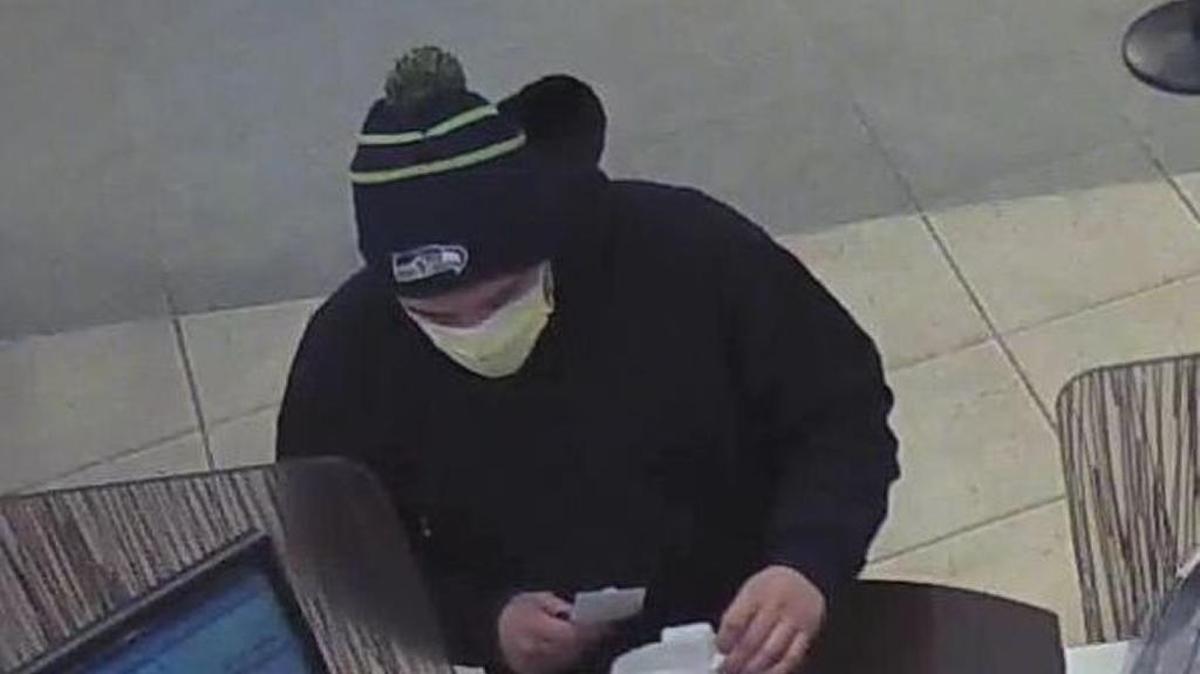 Kennewick police released this image of the suspect in Saturday’s robbery of Gesa Credit Union on North Huntington Street.