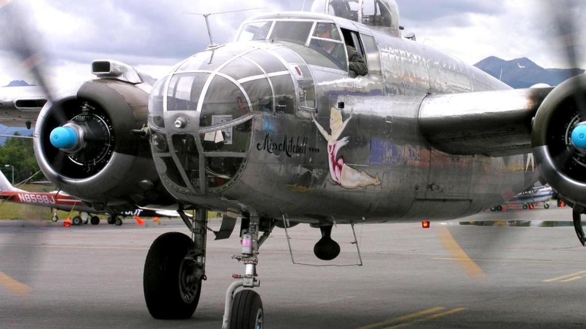 The Miss Mitchell is commemorative Air Force North American B-25J medium bomber from WWII named after airpower advocate Billy Mitchell and was made famous by Jimmy Doolittle and his men when they bombed Japan in 1942.