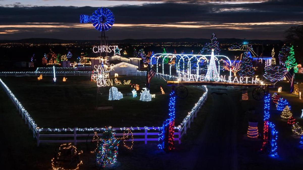 The Johnson farm at 3021 Birch Road in Franklin County annually features hundreds of thousands of lights in a drive-through experience, and they’ve added more this year. The show runs from 5 to 10 p.m. about eight miles north of Pasco on Taylor Flats Road.