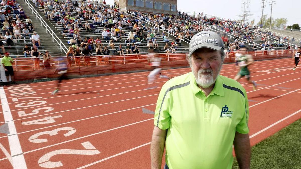 John Crawford poses in 2016 for a photo during the 55th annual Pasco Invite at the John Crawford Track at Edgar Brown Memorial Stadium in Pasco. He died this week at the age of 81.