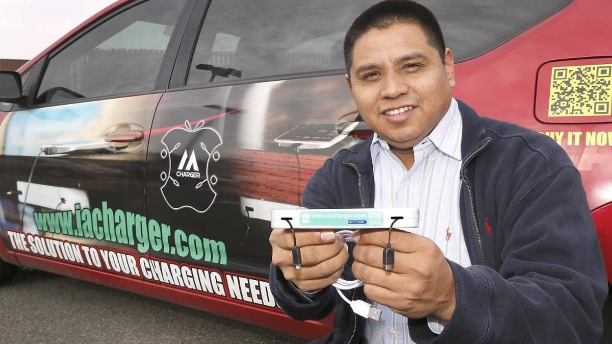 Entrepreneur Teofilo “Chico” Organista, 43, is seeking funding for a counter-mounted smartphone recharger that he has already spent about $45,000 developing the product targeted for use in restaurants and bars. He’s has made about 2,000 of the devices he calls the IA Charger.
