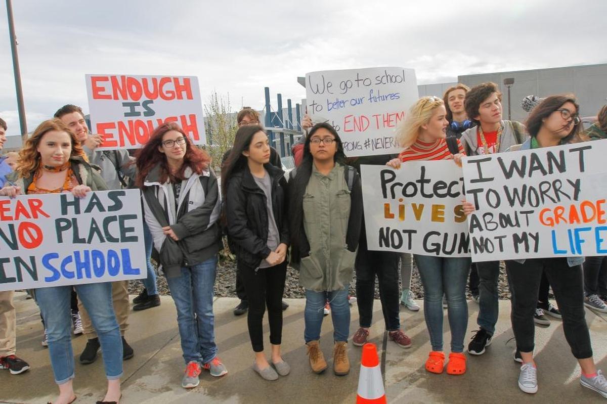 Delta High School students in Pasco took part in a nation wide 17 minute walkout on Wednesday to protest gun violence and remember the 17 victims from the mass shooting in Florida. They released 17 white balloons with the names of each victim.