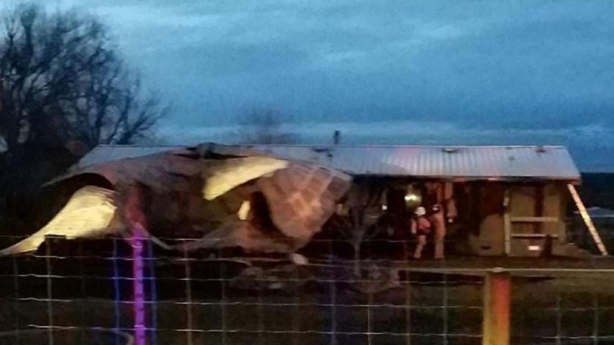 Fire destroyed a garage along Tara Road north of Benton City on Monday.