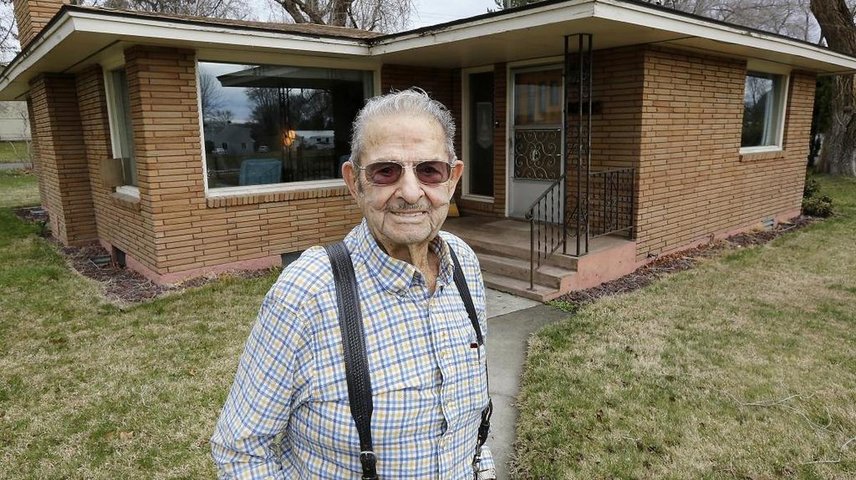 Orel Courteau stands outside the West Pasco house he built for his family in 1950 while working as a heavy equipment foreman at Hanford. He’s been busy this week entertaining well-wishers for his 101st birthday, which he celebrates on March 16. He was born in North Dakota in 1916 and retired from Hanford in 1981. He has at least two more birthday parties to attend this week, one in Yakima with his daughter and the other on Sunday at First Lutheran Church in Pasco. Cherry, his wife of 70 years, passed away 10 years ago.