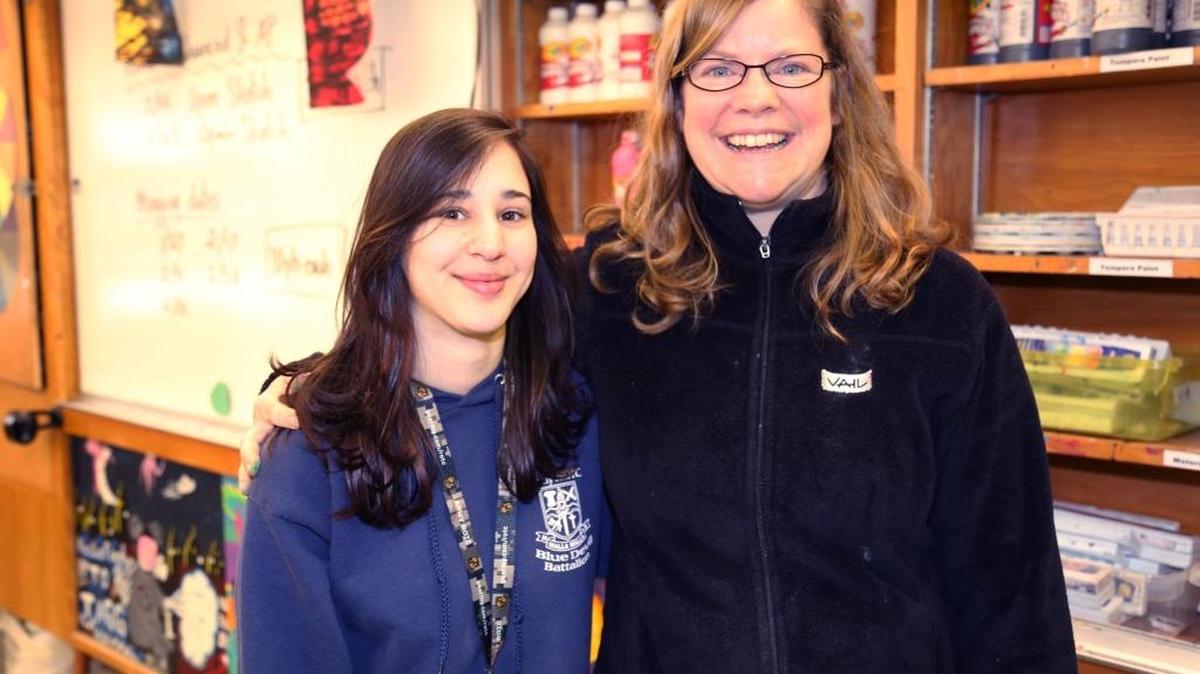Mariam Hart, left, is a senior at Walla Walla High School who is credited with saving the life of her teacher, Julie Laufenburg. The fine arts teacher was in the middle of class when she started choking and weakly asked for help in a raspy voice. Hart, a cadet major in the schools JROTC, used the Heimlich maneuver to clear her teacher’s airway.