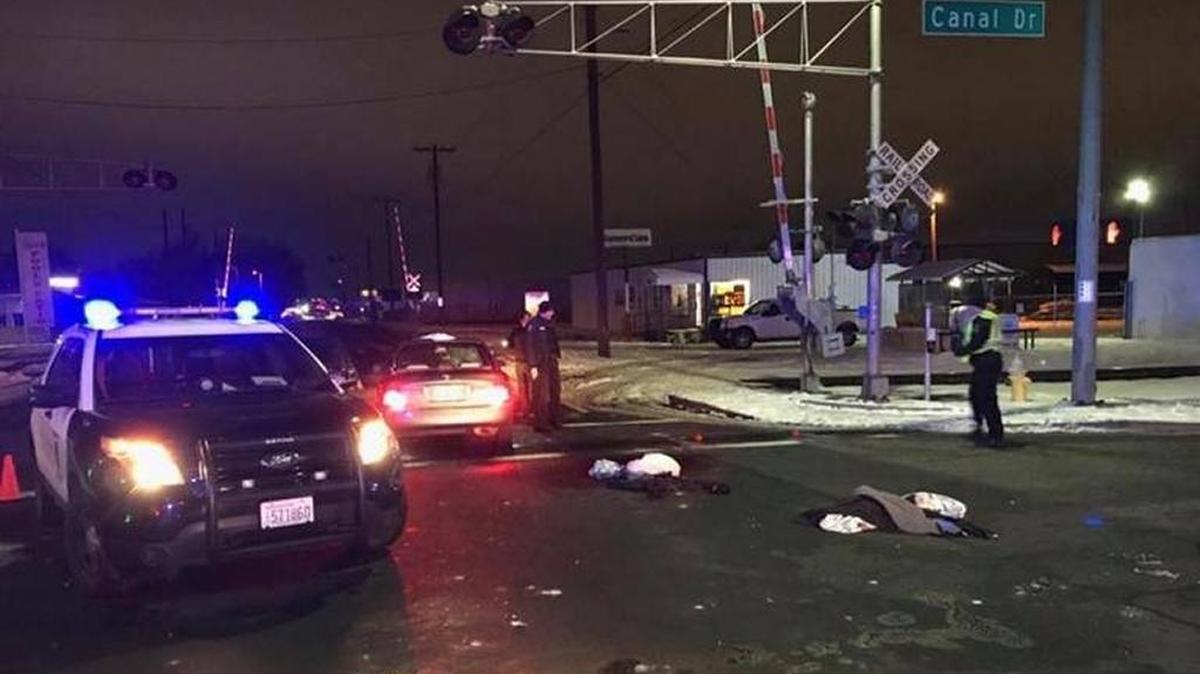 Kennewick police officers investigation the scene where James Grant was hit in late December.
