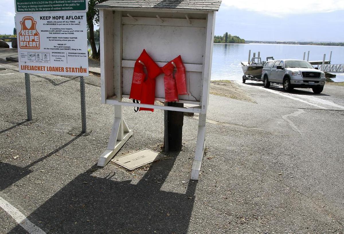 Life jackets can be borrowed for free at the boat launch in Richland’s Howard Amon Park.