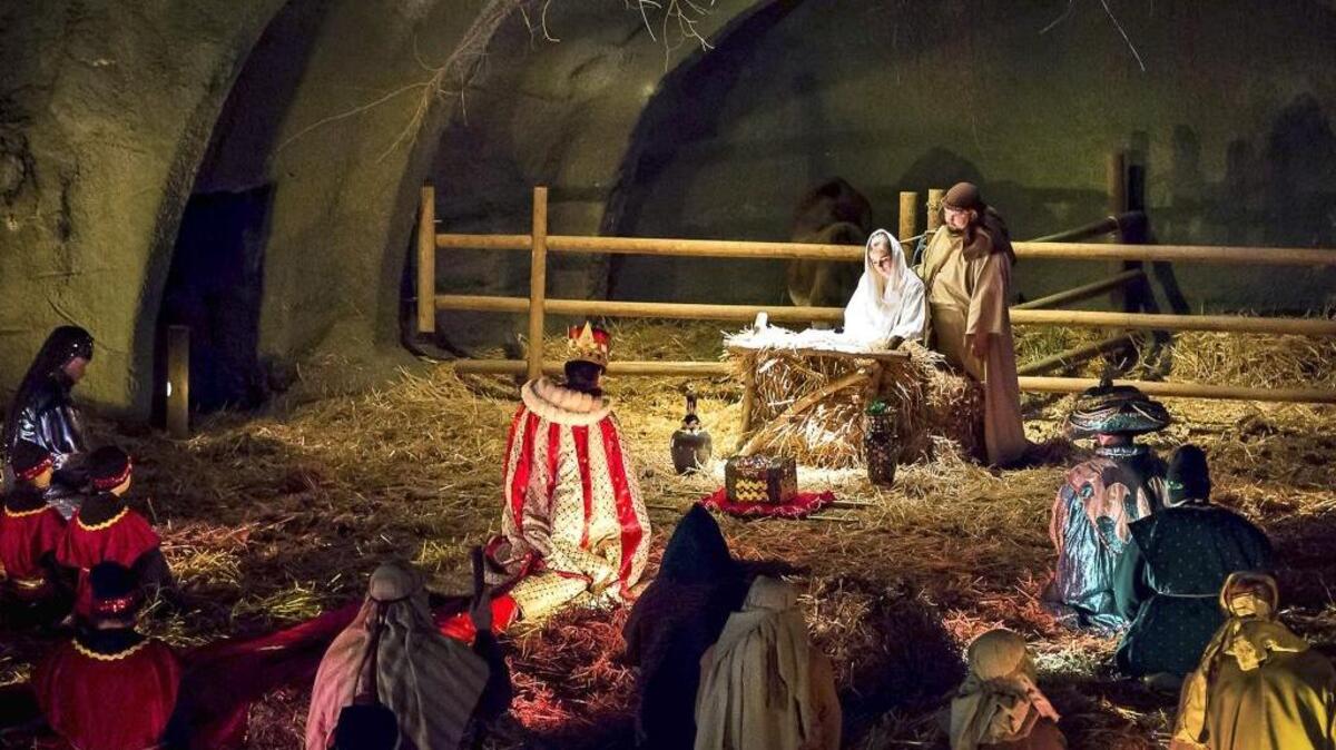 Kings and shepherds kneel before baby Jesus, Mary and Joseph in the manger scene from Hillspring Church’s annual presentation of the Living Nativity. The traditional telling of the Christmas story features local cast members and live animals with indoor and outdoor settings at the church campus at 1153 Gage Boulevard in Richland. Remaining show times are at 6 p.m, 7 p.m. and 8 p.m. on Dec. 21- 23. More information and tickets are available at: www.hillspringtc.org/nativity/.