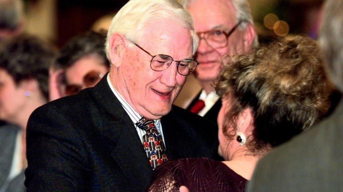 George Jones of Kennewick is greeted by well-wishers after he was announced as Tri-Citian of the Year in 1997.