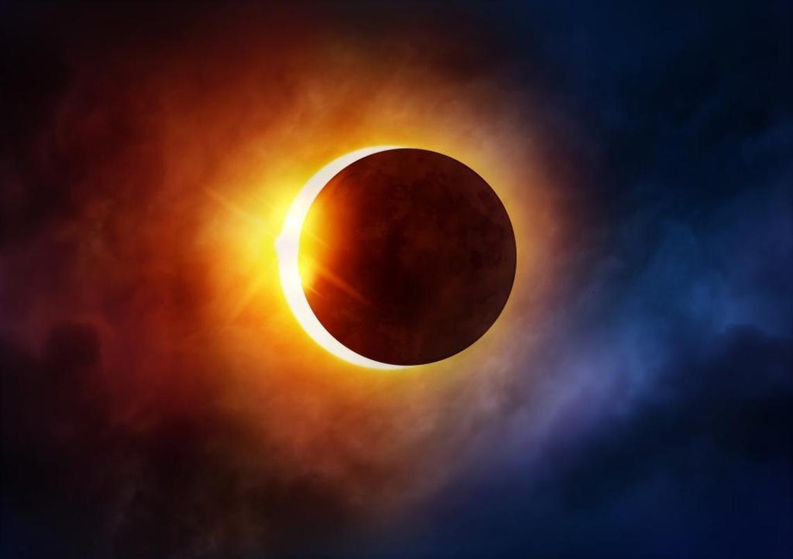 With your solar glasses or a special viewer, watch for the partial phases of the eclipse as the moon passes over the sun, a stage that lasts for a couple hours.