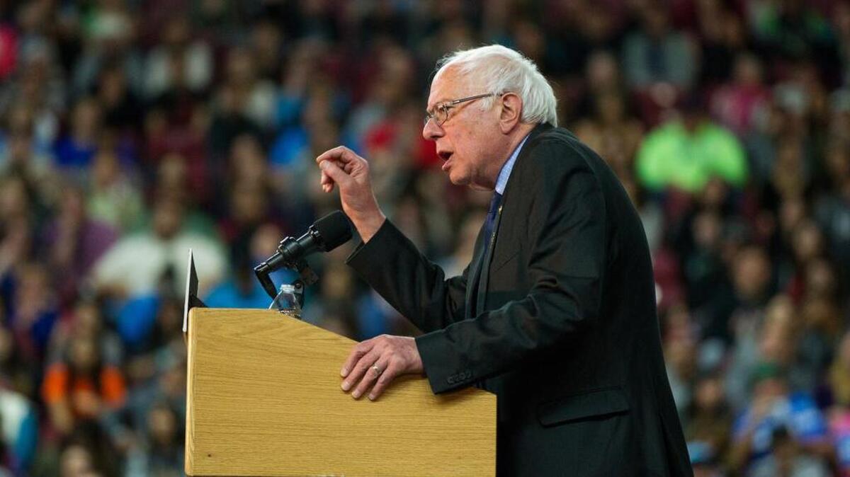 Democratic presidential candidate Sen. Bernie Sanders speaks at a rally Thursday at the Yakima Valley SunDome.