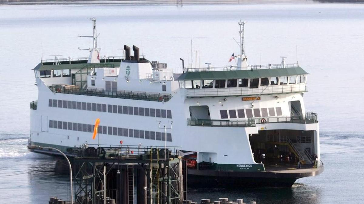 The state ferry Kennewick maneuvers at the Port Townsend docks in early January 2012 in preparation for a dedication ceremony.