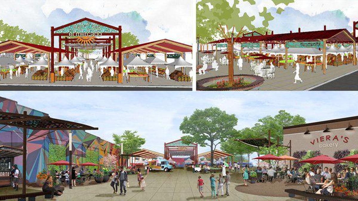 Peanuts Park and Farmers Market rendering.