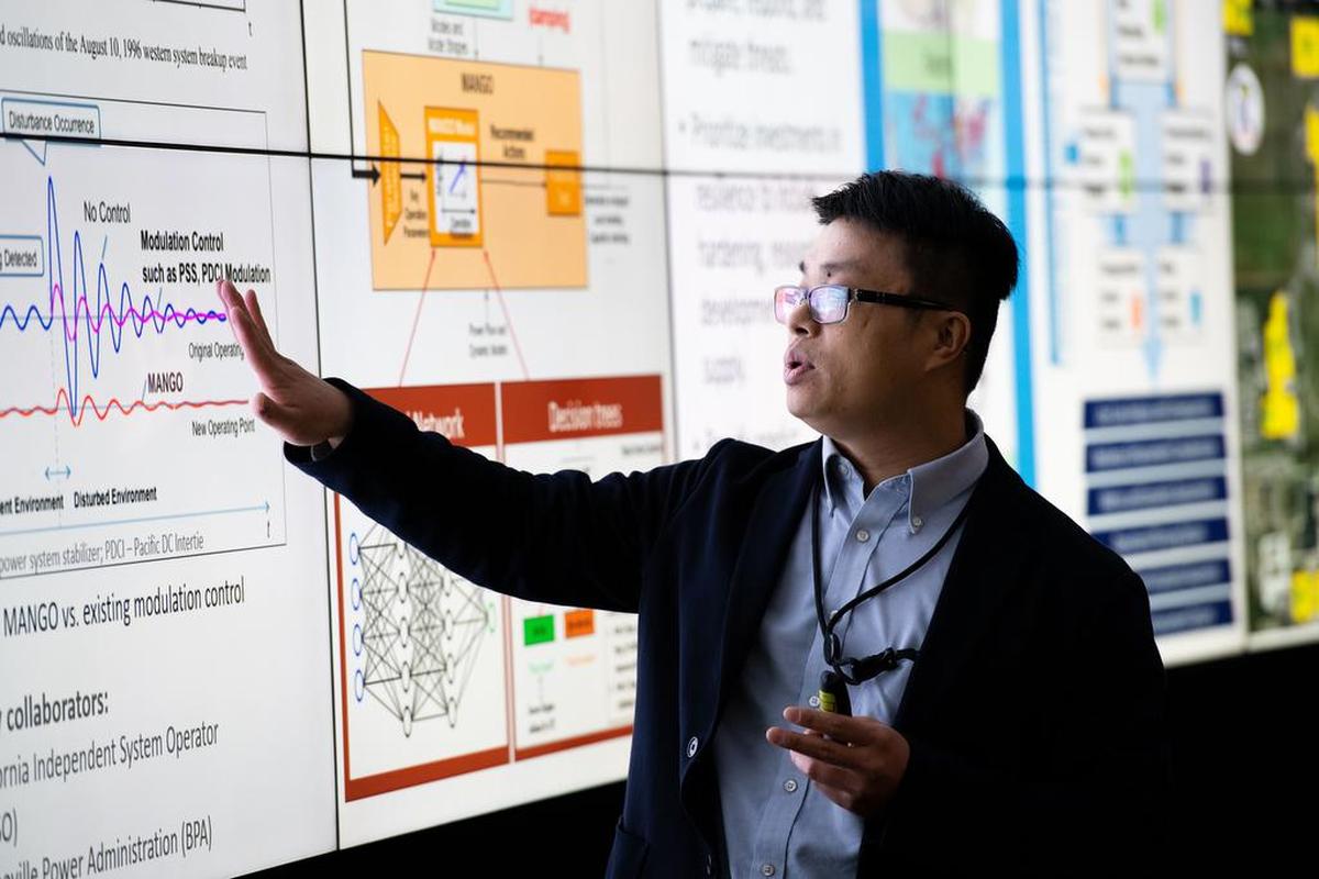 Electrical engineer Qiuhua Huang and his colleagues at PNNL are conducting research and developing technologies to enhance the resilience of the nation’s electric grid.