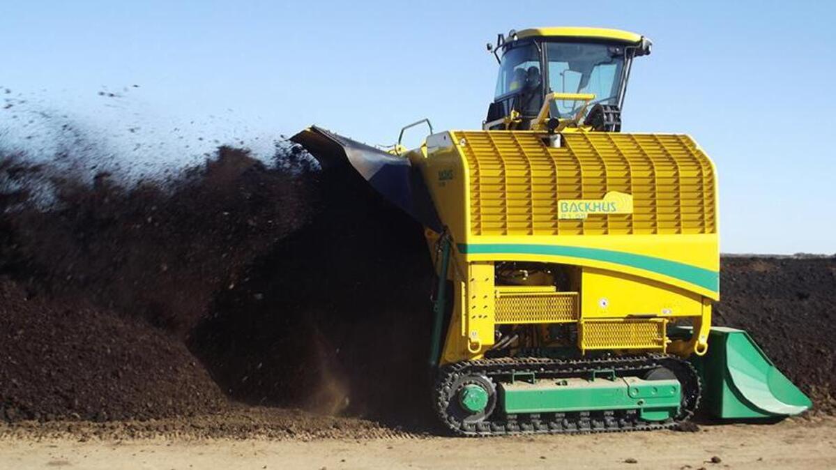 Turning compost windrows at an Eastern Washington dairy.