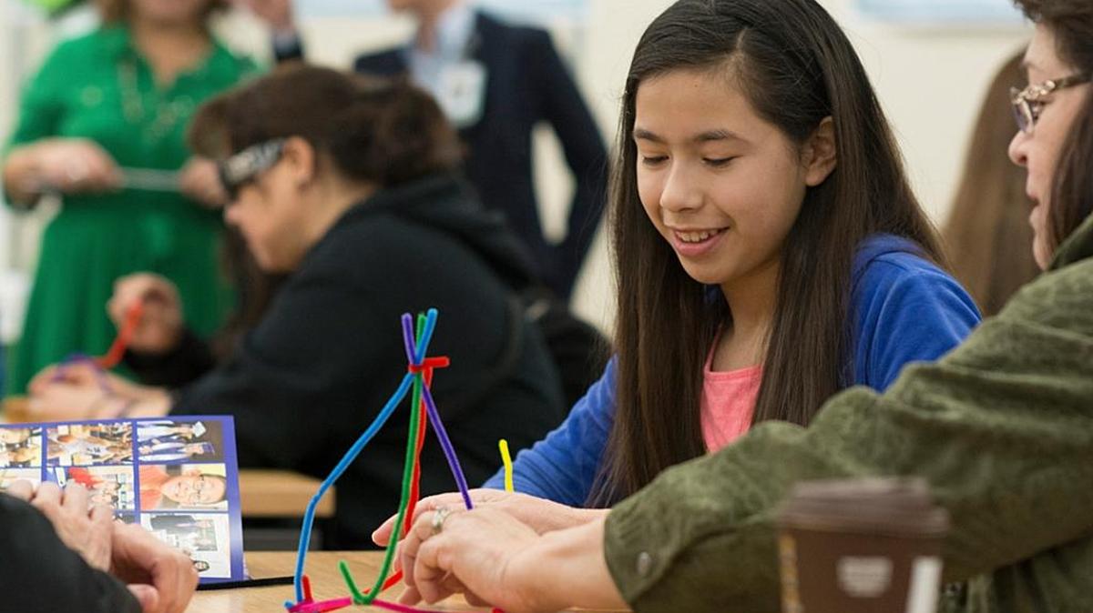 Marie Curie STEM Elementary students engaged in a design challenge with their guests from the community at a recent VIP Day.