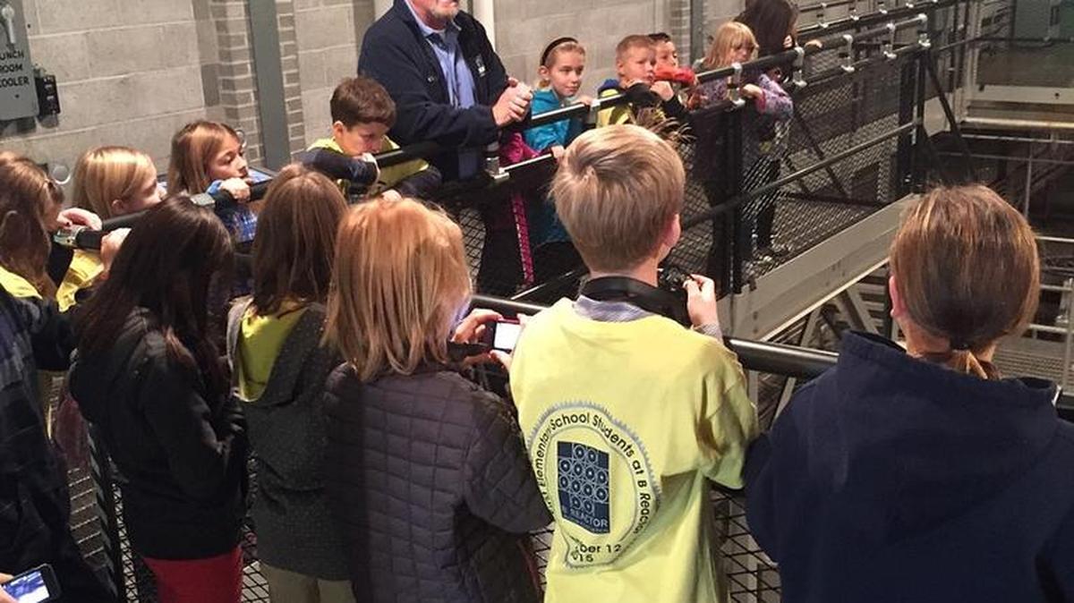 Fourth-graders from White Bluffs Elementary School in Richland were the first to tour the B Reactor following the Department of Energy’s elimination of the minimum age requirement in November 2015. Beginning with the 2016 tour season, the reactor will be open to kids of all ages.