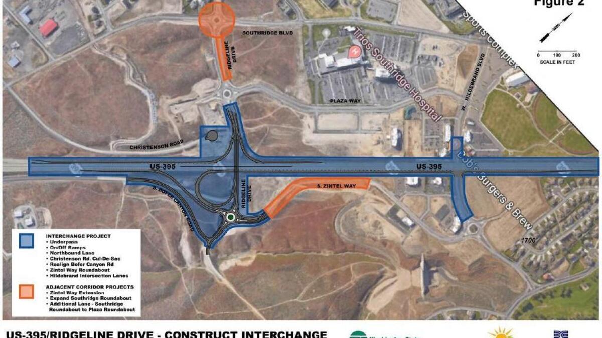 Map of new US395/Ridgeline Interchange.