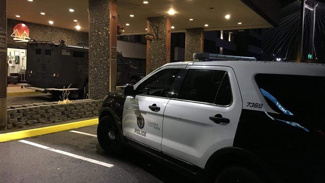 The Tri-City Regional SWAT team went to the Clover Island Inn in Kennewick on Nov. 26 after learning a man wanted in connection with a Umatilla County murder investigation was inside.