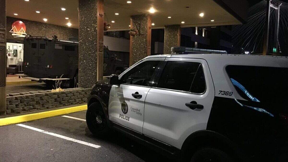 The Tri-City Regional SWAT team went to the Clover Island Inn in Kennewick on Nov. 26 after learning a man wanted in connection with a Umatilla County murder investigation was inside.