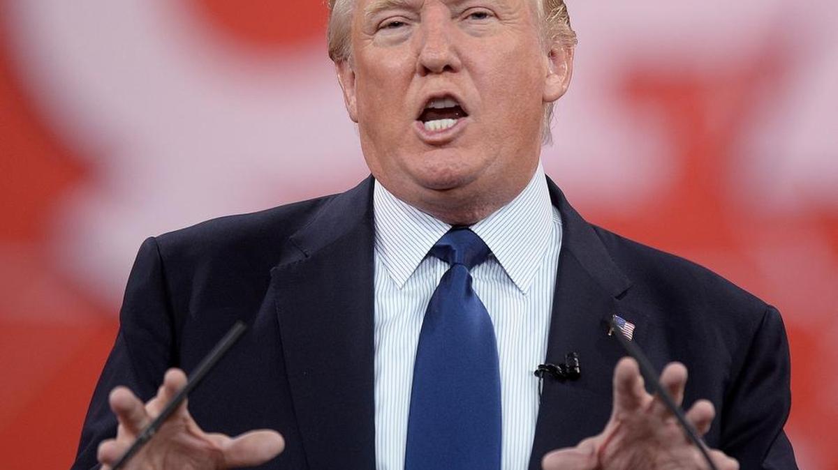 Donald Trump speaking at a Conservative Political Action Conference.