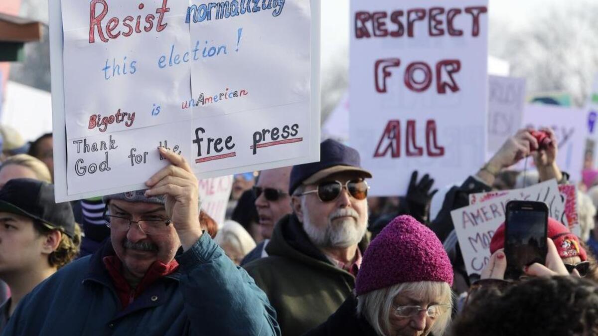 More than 1,000 participants joined the Tri-Cities Women’s March on Jan. 21 at John Dam Plaza in Richland. The Richland walk was one of hundreds across the country with the goal of supporting human rights in light of the new presidential administration.