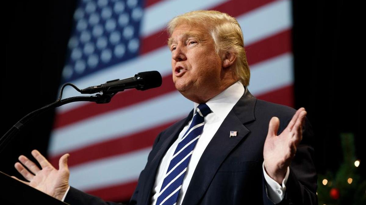 In this Dec. 13 photo, President-elect Donald Trump speaks during a rally at the Wisconsin State Fair Exposition Center in West Allis, Wis.