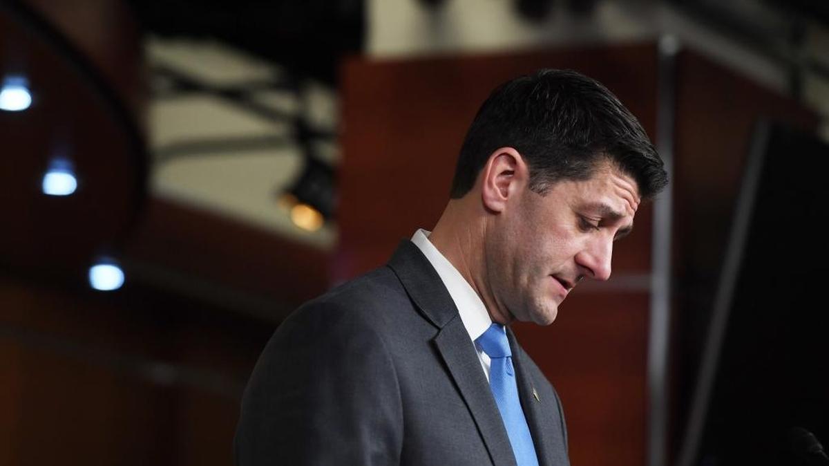 Speaker of the House Paul Ryan, R-Wis., speaks to reporters about not seeking re-election at the United States Capitol on April 11, 2018 in Washington.