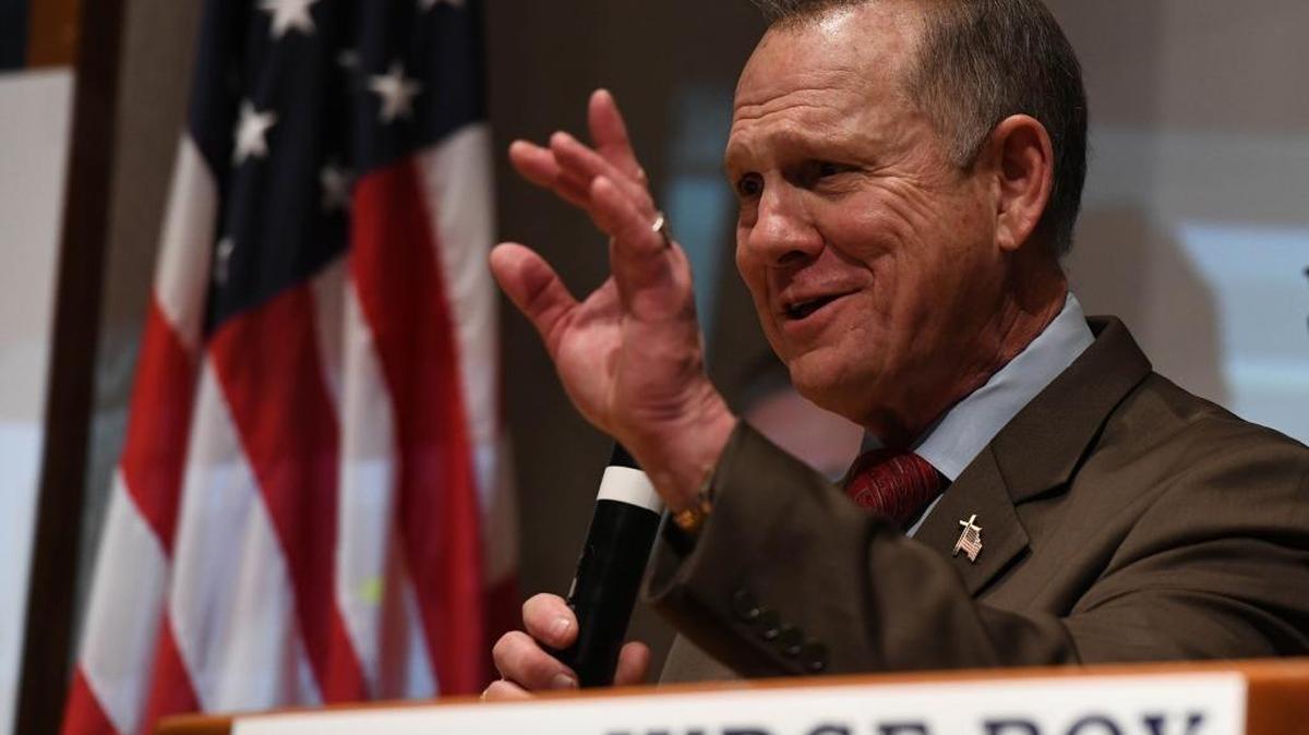 Republican candidate for U.S. Senate Roy Moore addresses supporters after a historic loss to Democrat Doug Jones on Dec. 12 in Montgomery, Ala.