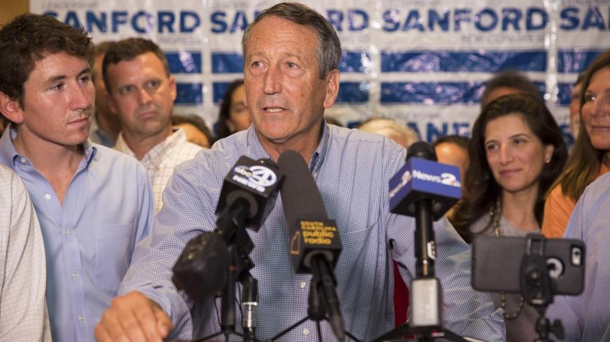 Rep. Mark Sanford (R-S.C.) speaks at his primary night party in Mt. Pleasant, S.C., June 12, 2018. Sanford lost a closely contested primary to Katie Arrington, a state lawmaker who had made Sanford’s frequent criticism of President Donald Trump the centerpiece of her campaign.