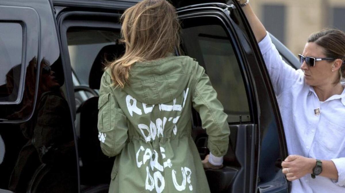 First lady Melania Trump arrives at Andrews Air Force Base, Md., Thursday, June 21, 2018, after visiting the Upbring New Hope Children Center run by the Lutheran Social Services of the South in McAllen, Texas.