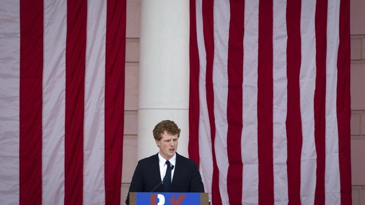 Rep. Joe Kennedy III, D-Mass, speaks during the Celebration of the Life of Robert F. Kennedy at Arlington National Cemetery in Arlington, Wednesday, June 6, 2018. Kennedy, a former attorney general and presidential candidate, was assassinated 50 years ago at the age of 42. The Navy veteran is buried at Arlington near his brother, former President John F. Kennedy.
