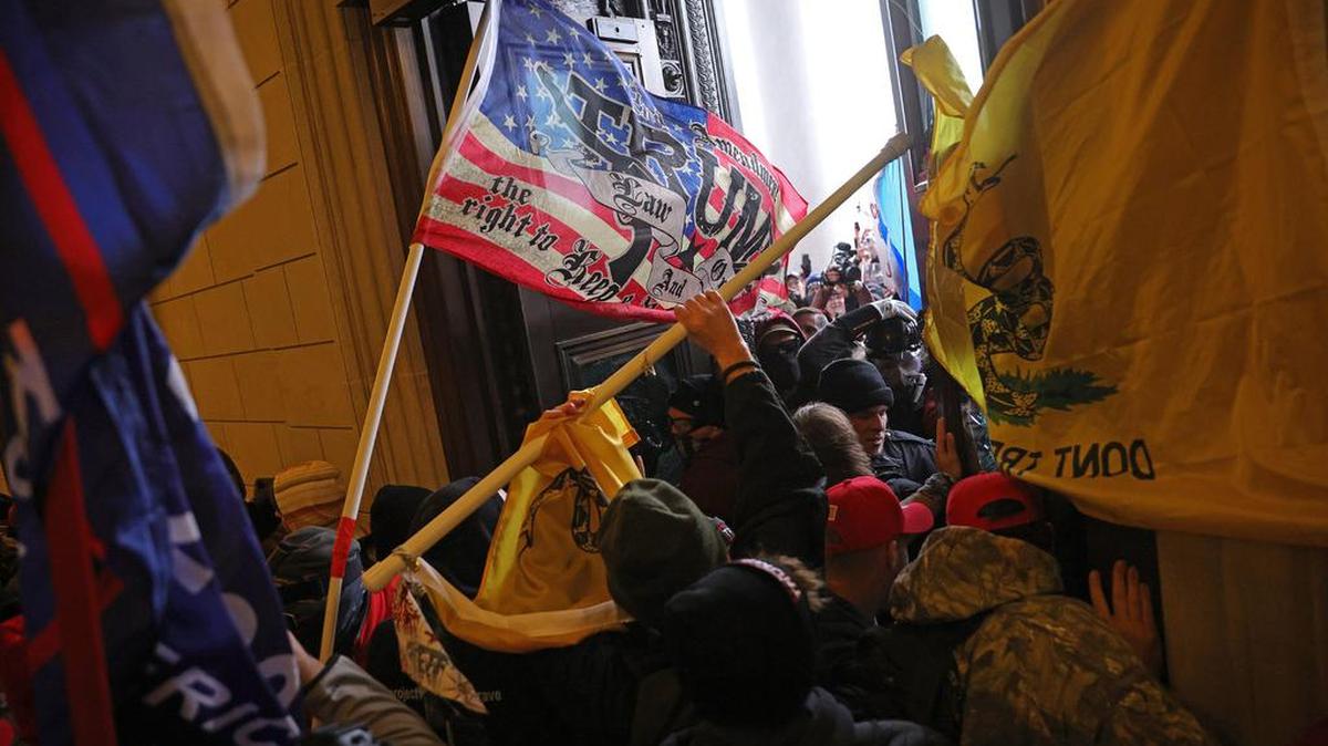 Protesters supporting U.S. President Donald Trump break into the U.S. Capitol on Wednesday, Jan. 6, 2021 in Washington, D.C.